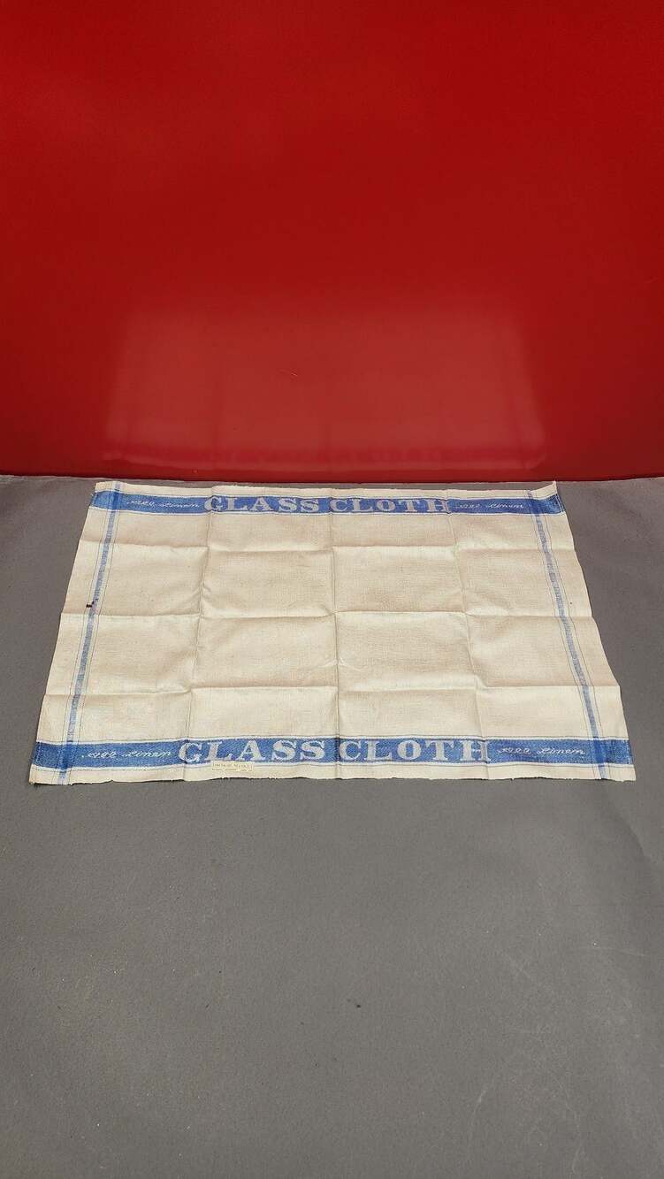 Vintage Irish Linen Glass Cloth Tea Towel Blue Stripe